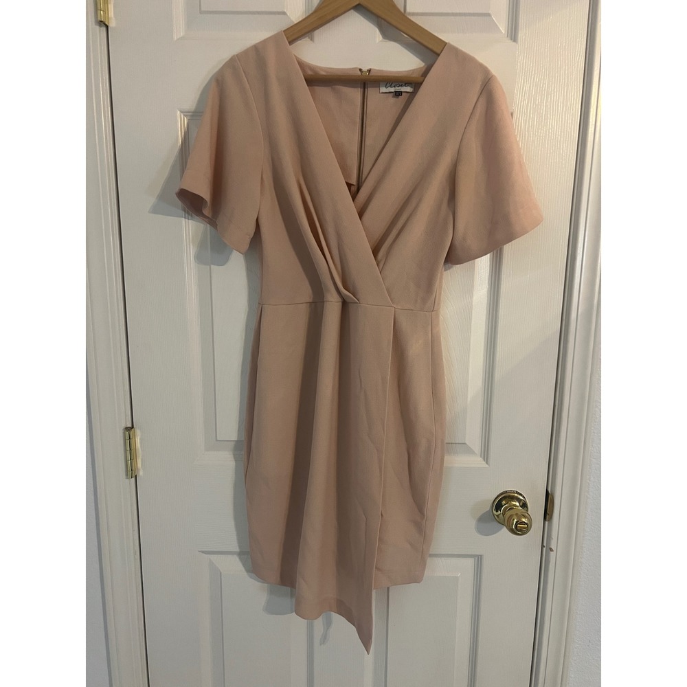 Closet London Blush Faux Wrap Dress Short Sleeve Mini Cocktail Party 8